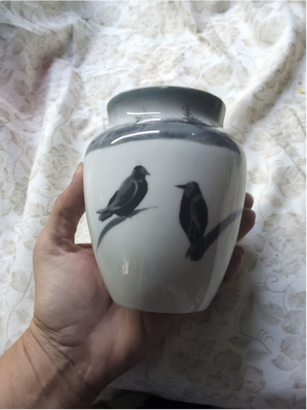 Gebruder Heubach Germany Art Nouveau RAVEN (Raben) Porcelain Vase